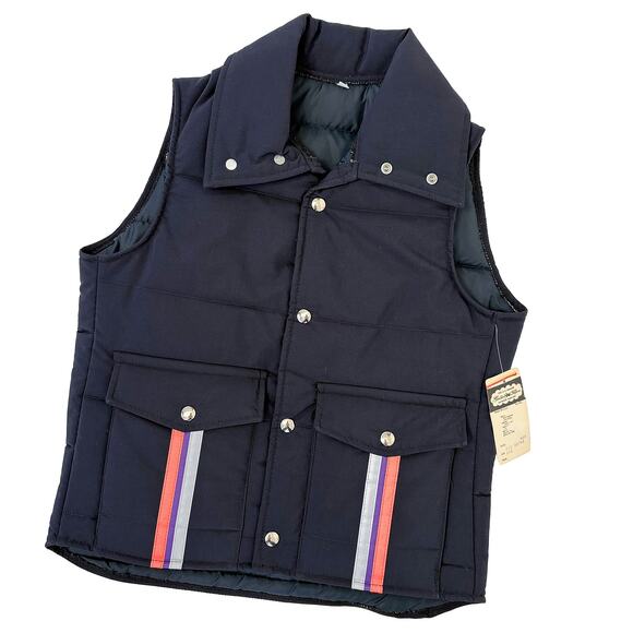 NWT VTG 70s 80s Stan Herman Golden Fleece FedEx Vest USA Made Navy Mens XXS - Picture 1 of 9
